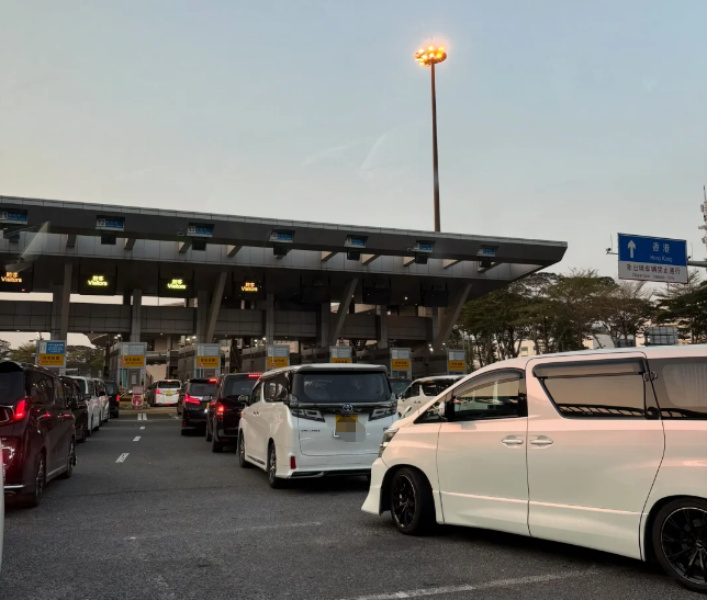 深圳湾口岸车流两地牌车辆实景图
